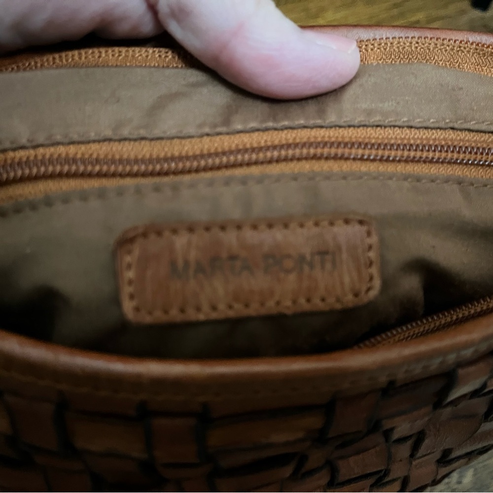 Woven Leather Shoulder Bag in Rich Brown - Picture 8 of 9
